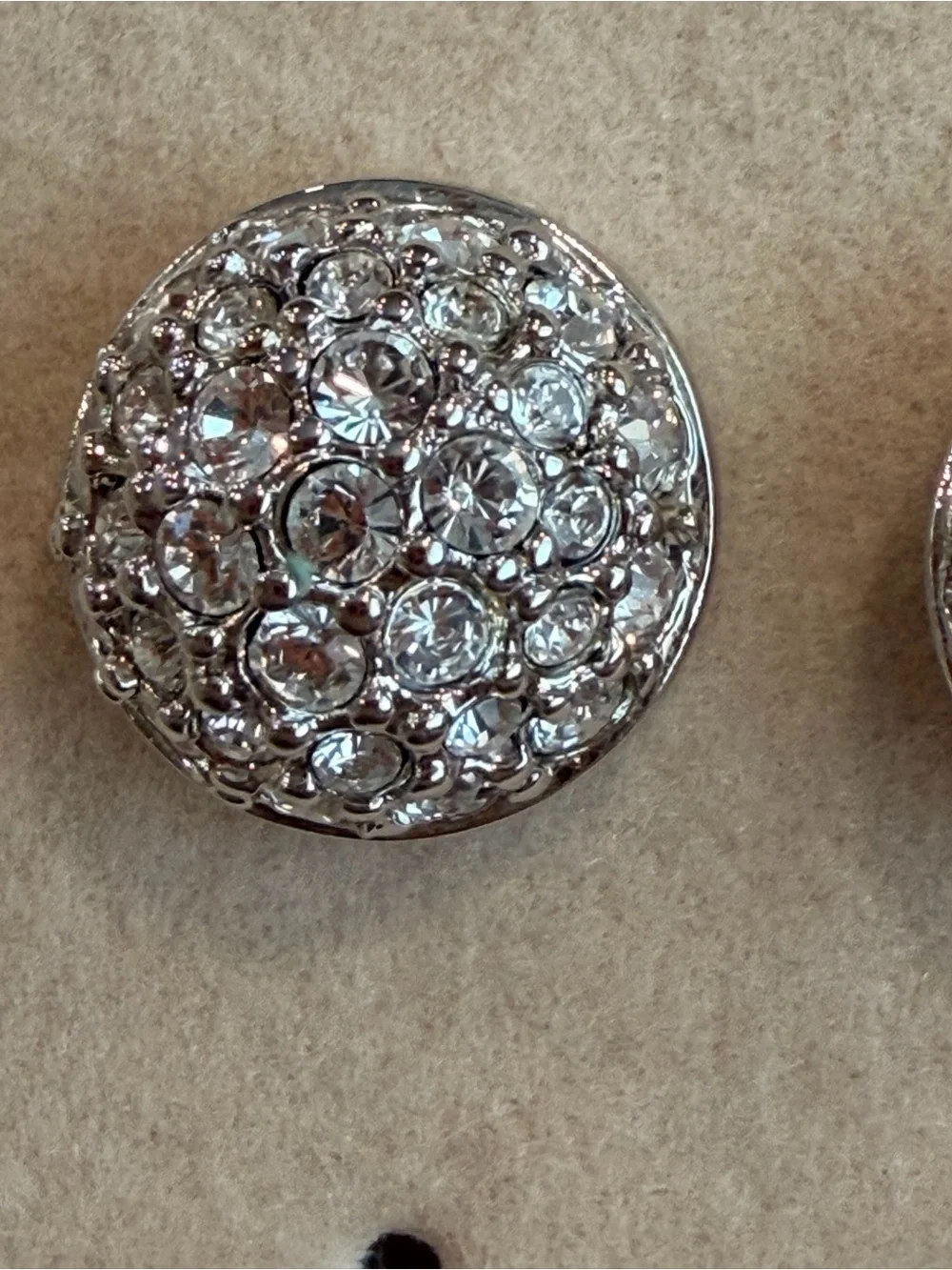 Swarovski Clear Crystal Pavé Dome Stud Earrings Silver Tone-1058